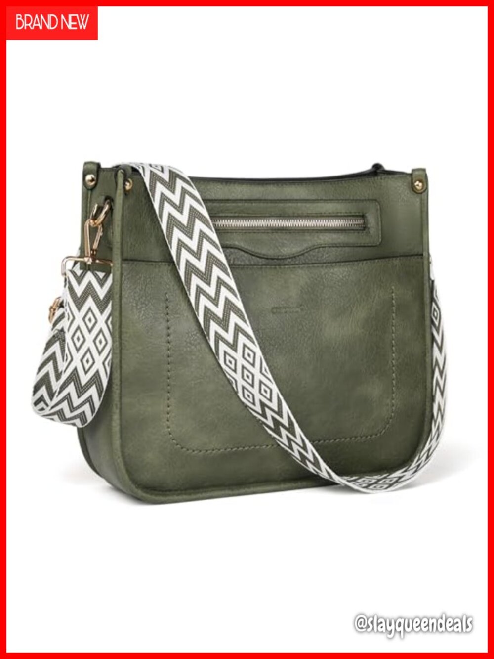 Vegan Leather Crossbody Bag Hobo Purse Wide Strap